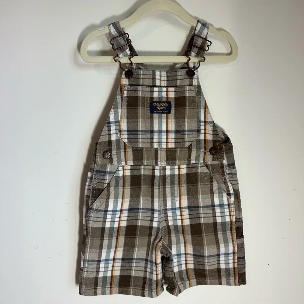 OshKosh B'gosh Brown Plaid Kids Overalls